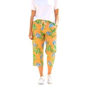 Lauren Ralph Lauren Orange Floral Cotton Capri Pants Size 16